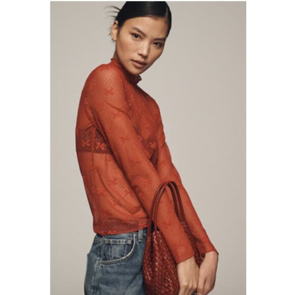 Maeve Tops - Maeve (Anthropologie) Bow Lace Turtleneck Top - Size XXS